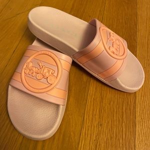 New Coach Women's Uli Sport Slides With Horse & Carriage Print! Size 6